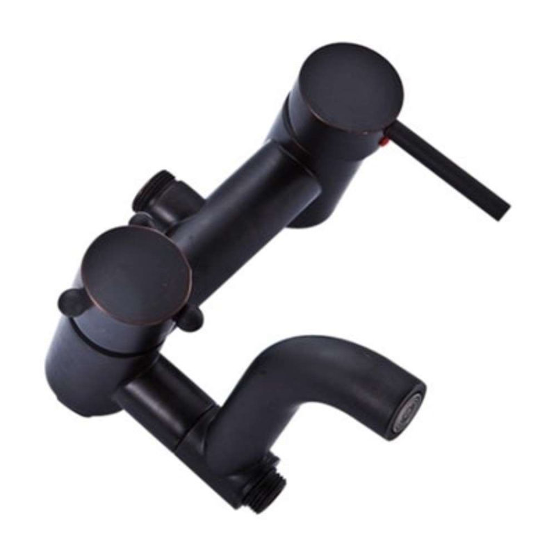 Ensemble de douche mural noir mat 8 po avec douchette Ashland - Luminaire laiton à double commande