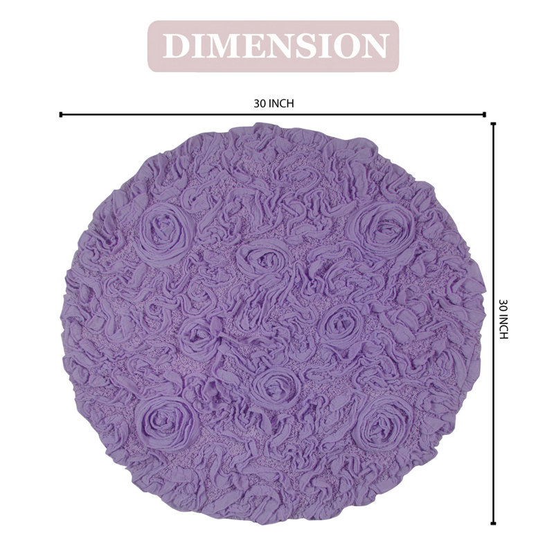 Tapis de bain rond 100% coton Home Weavers Franciska, L 30 po x L 30 po, Mauve