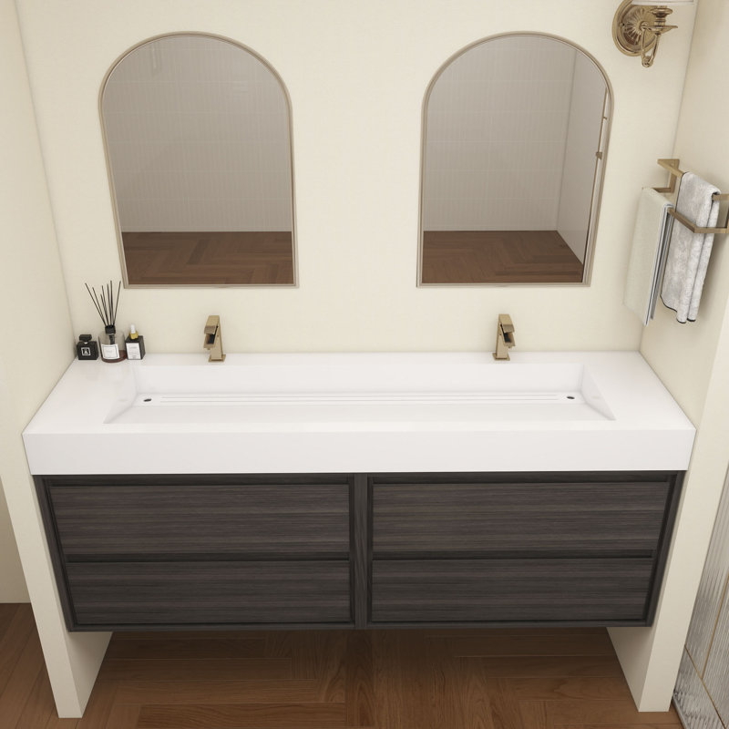 Victoria 60''Bathroom Vanity Base, Gray Oak