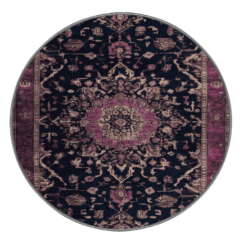 Tapis brun lavable à la machine, Rond 8 pi