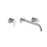 Acquaco Linki Deco Wall Mount Three-Hole Two Handle Bathroom Lavatory Faucet with 8-5/8'' Spout Reach