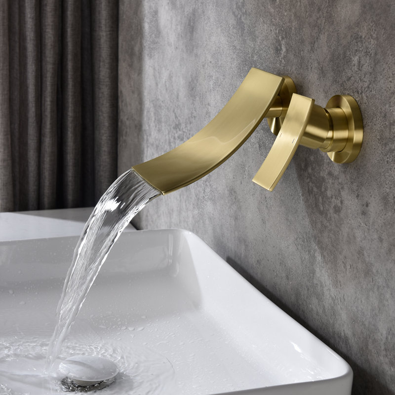 Wall Mounted Optional Single-handle Bathroom Faucet, Brushed Gold