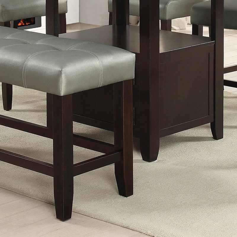 Banc rembourré en similicuir, Similicuir argent