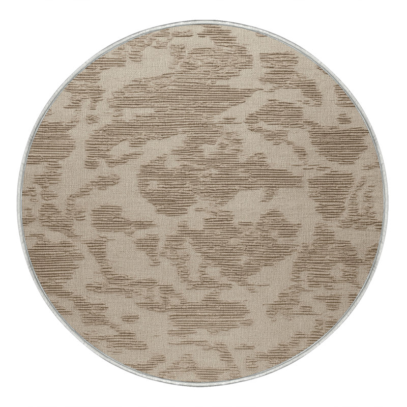 Tapis beige lavable à la machine, Rond 4 pi