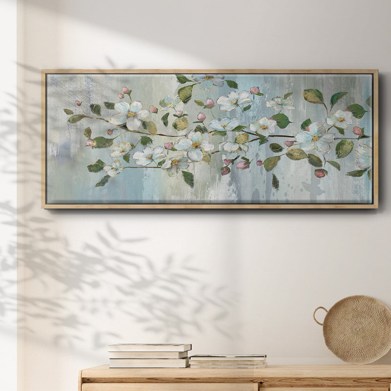 Painterly Blossoms- Framed Canvas, 20" H x 50" W