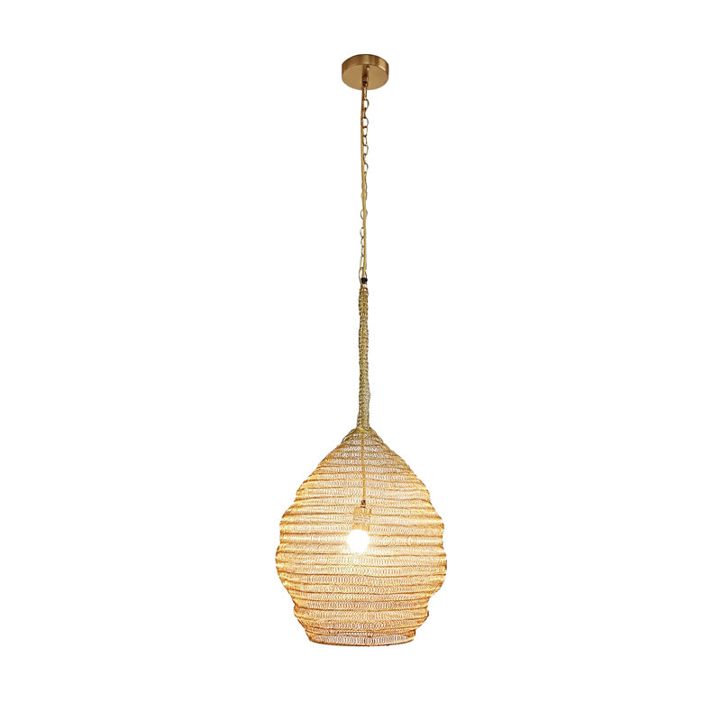 Luminaire suspendu 1 lumière avec panier en fer Aadya, Or