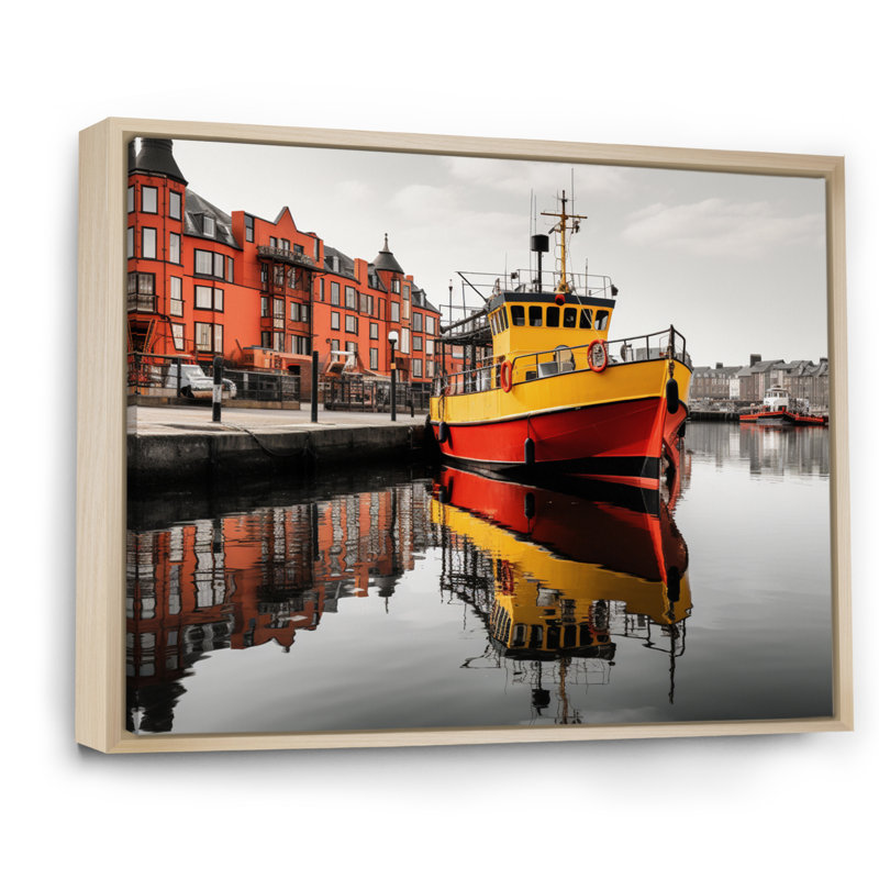 Port Quayside Contrast I sur toile, H 30 po x l 40 po, Cadre naturel flottant