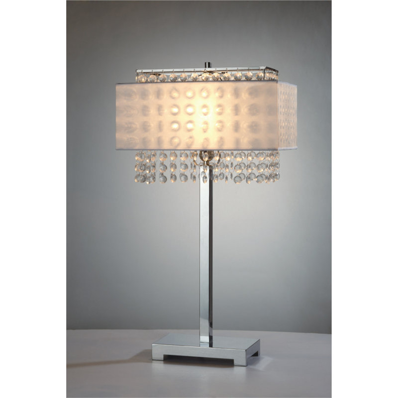 Lampe de table chromée 28 po Haydon, Blanc