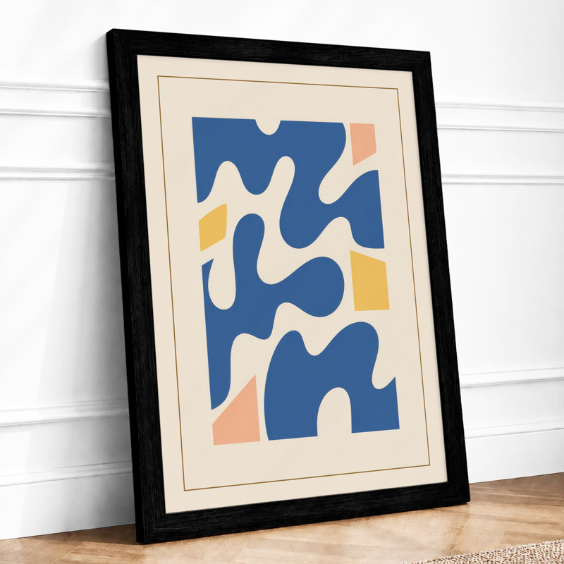 Interlocking Forms Mid-Century - Framed Print, Black, A3 - 42.0 x 29.7 cm
