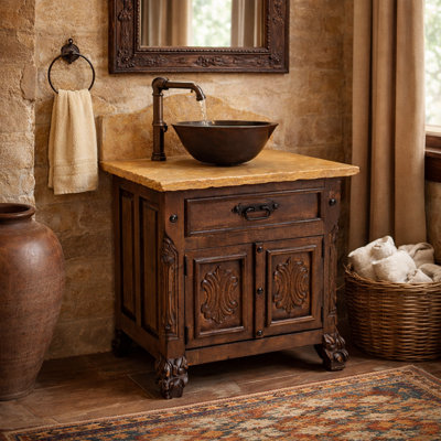 Meuble-lavabo en marbre et cuivre Rancho Viejo