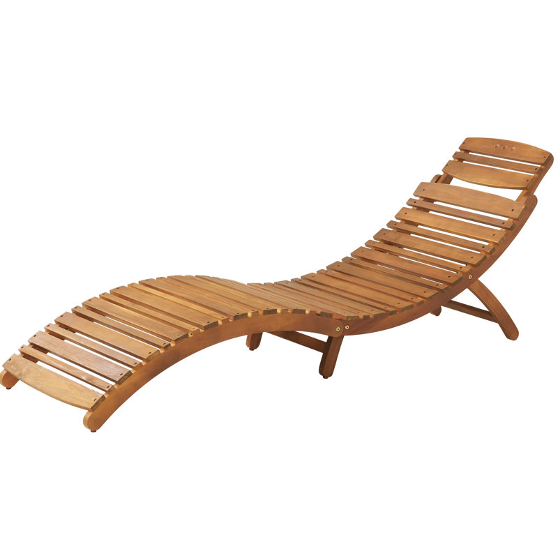 Chaise longue d'extérieur en bois brun pour patio avec portatif, Brun