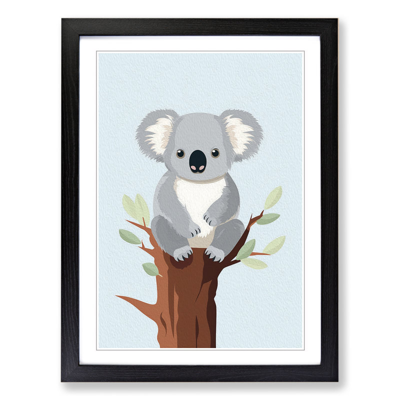 Koala Bear Minimalism No.2 - Framed Print, 34cm H x 25cm W x 2cm D, Black
