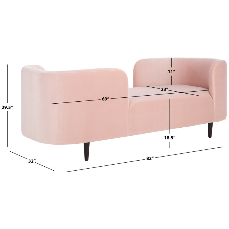 Midway Velvet Chaise Lounge, Light Pink
