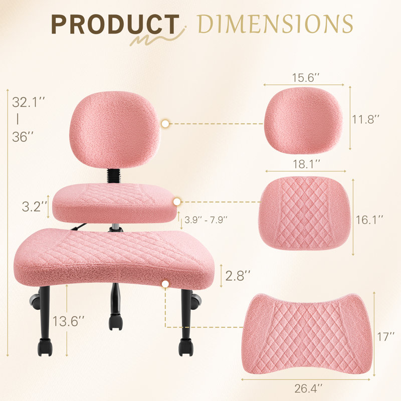 Ergonomic Cross Legged Meditation Chair, 360° Swivel Office Chair With Wheels, ADHD Chair With Footrest, Lumbar Support, Wider Height Adjustable Backrest And Seat, Faux Leather Kneeling Chair For Yoga