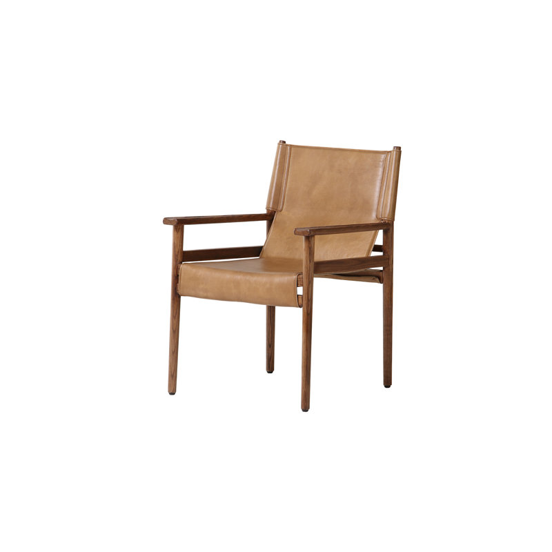 Remy Leather Arm Chair, Tan Genuine Leather