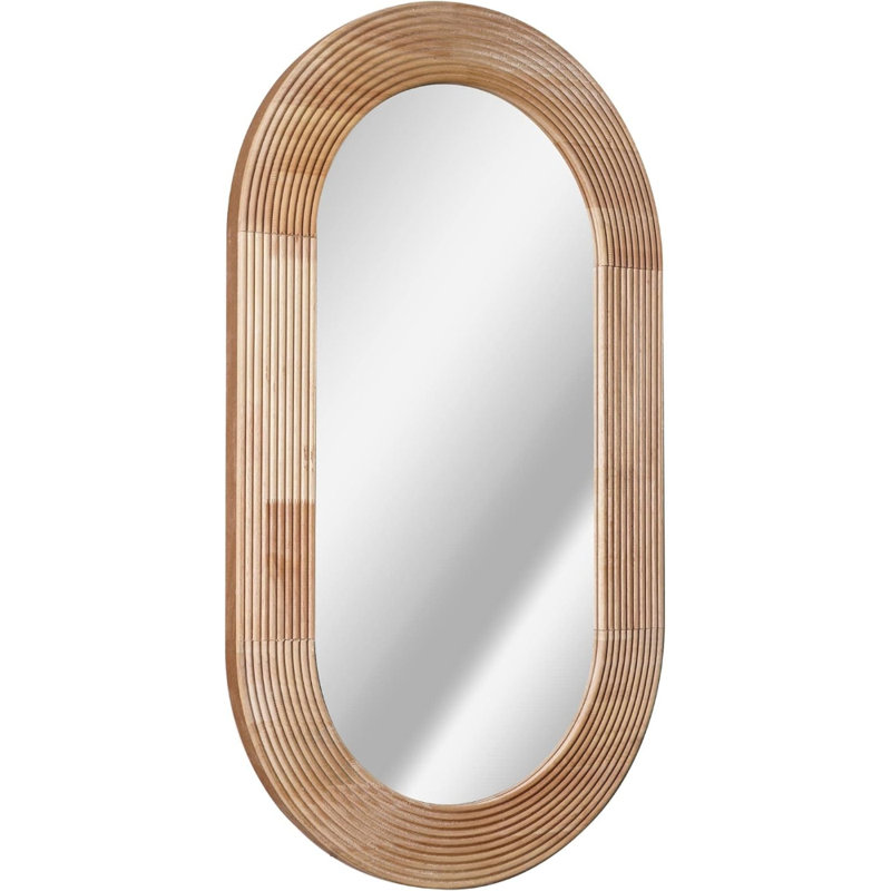 Miroir mural ovale en bois sculpté