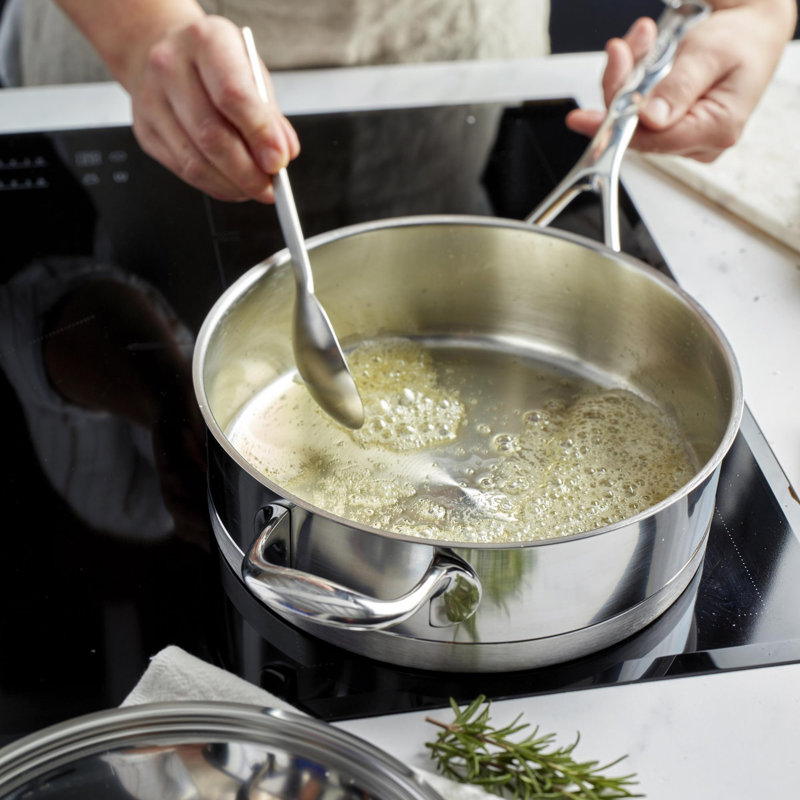 Demeyere Atlantis Stainless Steel Saute Pan with Lid, 2.96 qt.