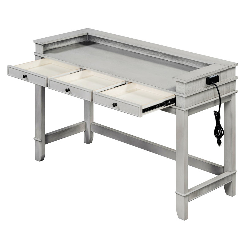 Ensemble de table de salle à manger 4 pièces pour 3 personnes, ensemble de table et chaises de cuisine rétro avec 3 tiroirs de rangement, 1 table avec 3 chaises pour la salle à manger