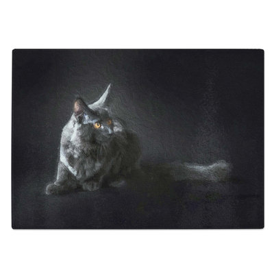 Glass Maine Coon Kitten Chopping Board