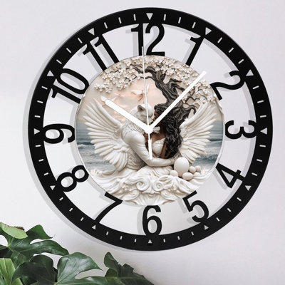 Metal Wall Clock for Living Room -10" Forest Path Lined With Bluebell Flowers Silent Non Ticking,Battery Operated, Antique Clocks for Farmhouse,Bedroom,Kitchen - Arabic Numerals