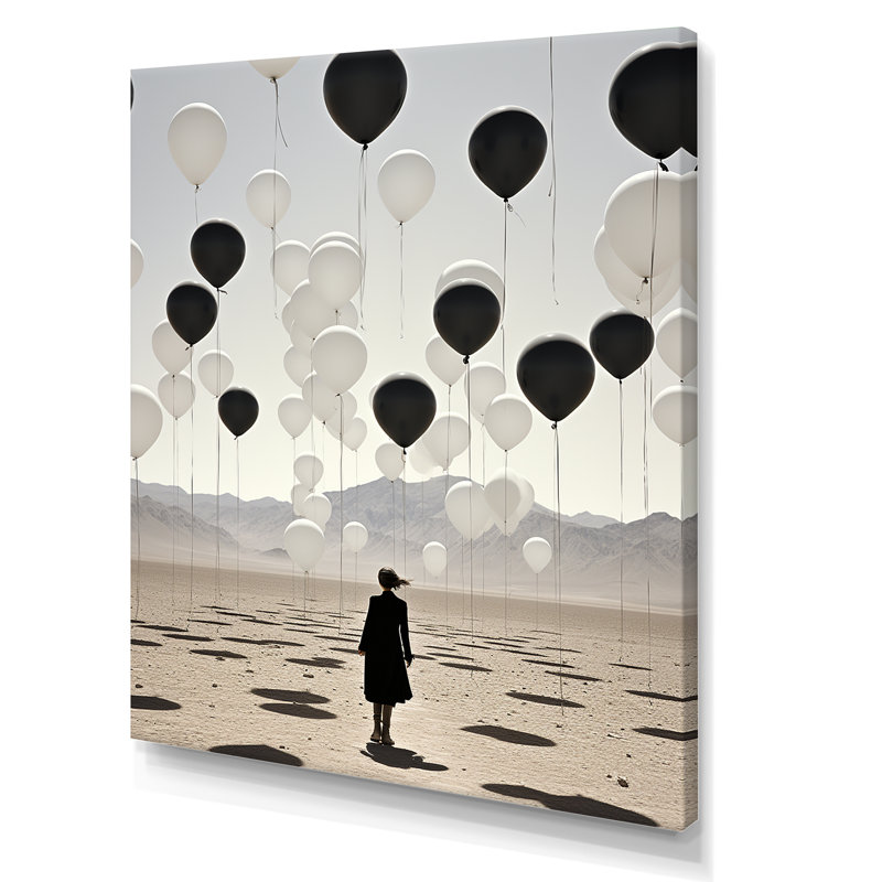 Minimalisme Deset Balloon Scenery sur toile, H 32 po x l 16 po x P 1 po, Toile tendue
