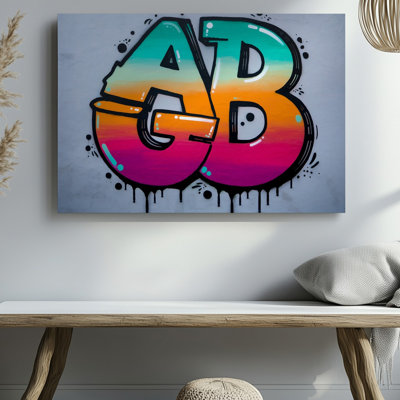 Toile, "A Striking Graffiti" Mural Presents The Letters Ab In A Wall Art
