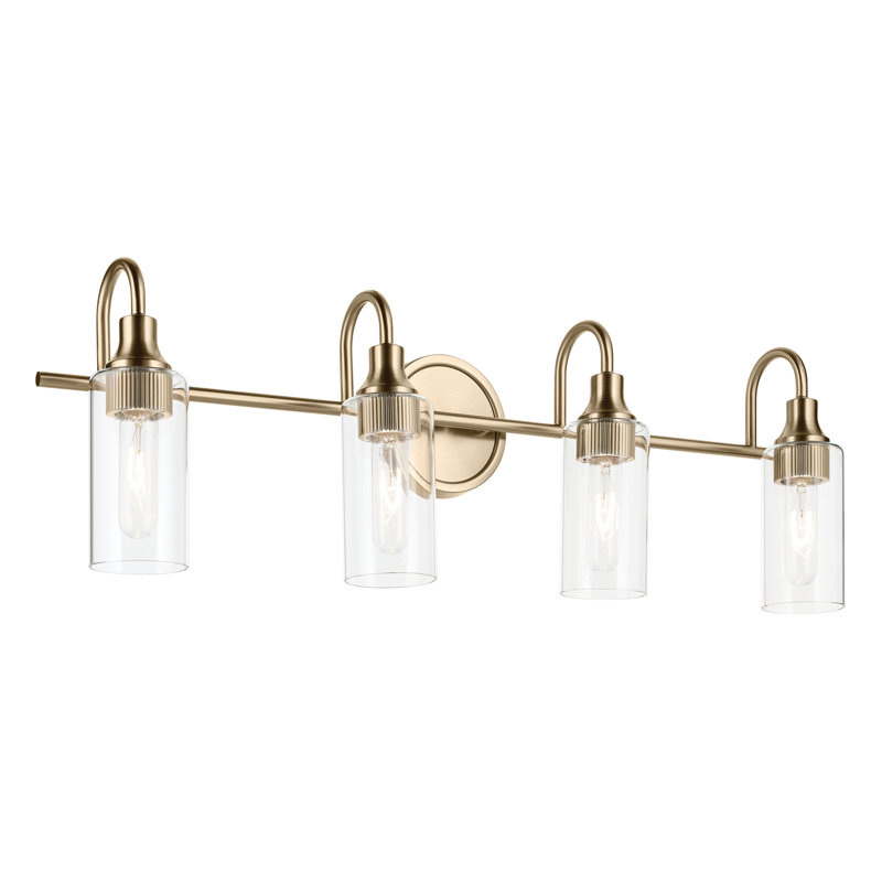 Éclairage pour salle de bain 4 lumières 31,5 po avec verre transparent 31,5 po, Bronze