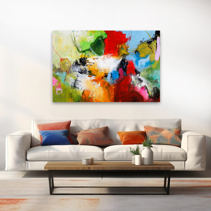 Tango 1 Variation - Abstracts fuchsias contemporains, art noir, H 24 po x l 16 po