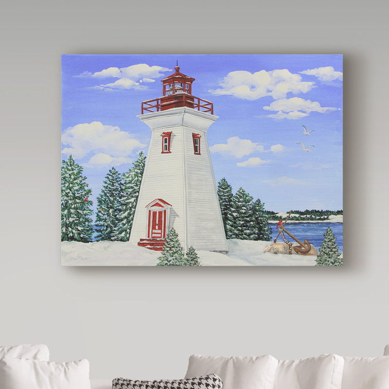 Deagen «Winter Lighthouse 1», reproduction d'impression sur toile tendue, H 24 po x l 32 po x P 2 po