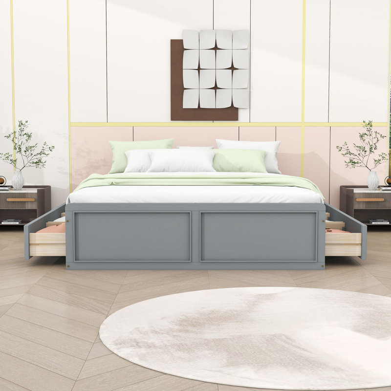Base de lit plateforme avec 6 tiroirs spacieux