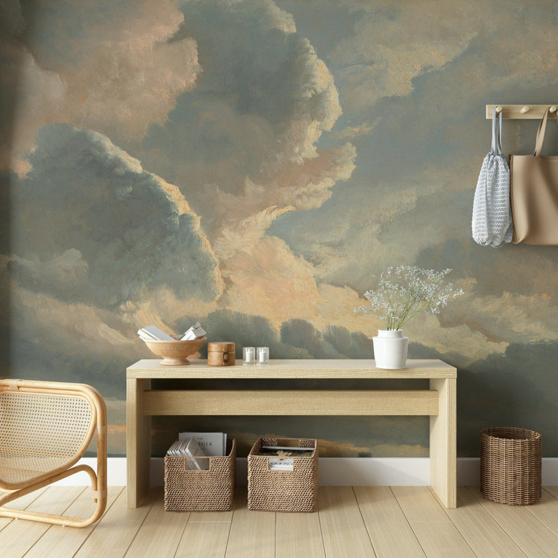 Papier peint Cloudscape bleu ciel pastel, L 120 po x L 96 po