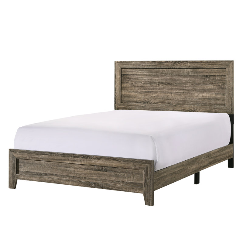 Grand lit à panneau gris, option de mobilier de chambre à coucher en bois de taille moderne en gris, ameublement de qualité