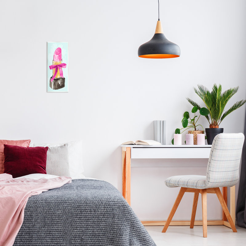 Lipstick & Pink Bow Wall Plaque Art by Lanie Loreth