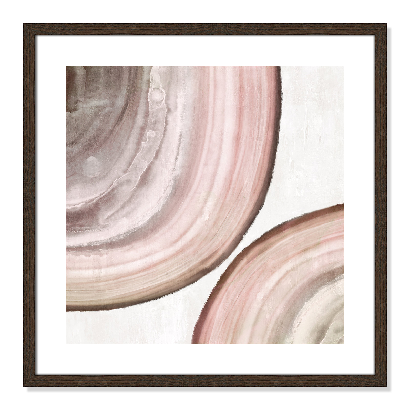 Boyd "Endless Blush" Painting by Eva Watts, 24.75" H x 24.75" W x 0.75" D, Walnut Wood Framed Paper