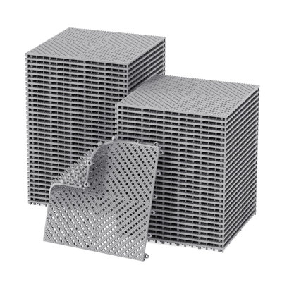 12" x 12" Interlocking Drainage Mat, Durable PVC Non-Slip Drainage Floor Tiles, Modular Splicing Mats for Garage, Garden, Kitchen, Shower & Outdoor Use (12-Pack)