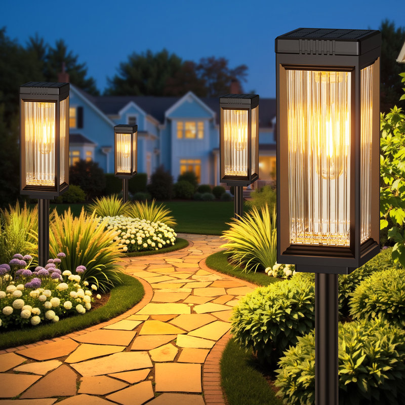 Solar Powered Garden Lights Waterproof, Auto On/off Dusk To Dawn Up To 15 Hrs Outdoor Lighting For Pathway Yard Walkway Driveway Patio Decor Landscape