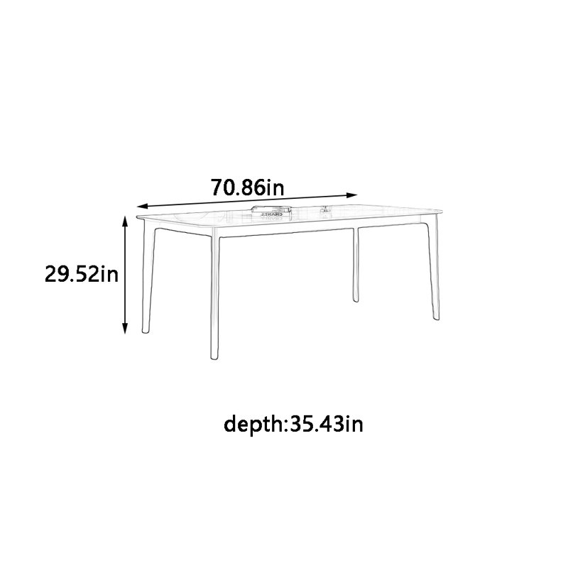 Table de salle à manger Light Luxury, H 29,52 po x L 70,86 po x l 35,43 po, Gris
