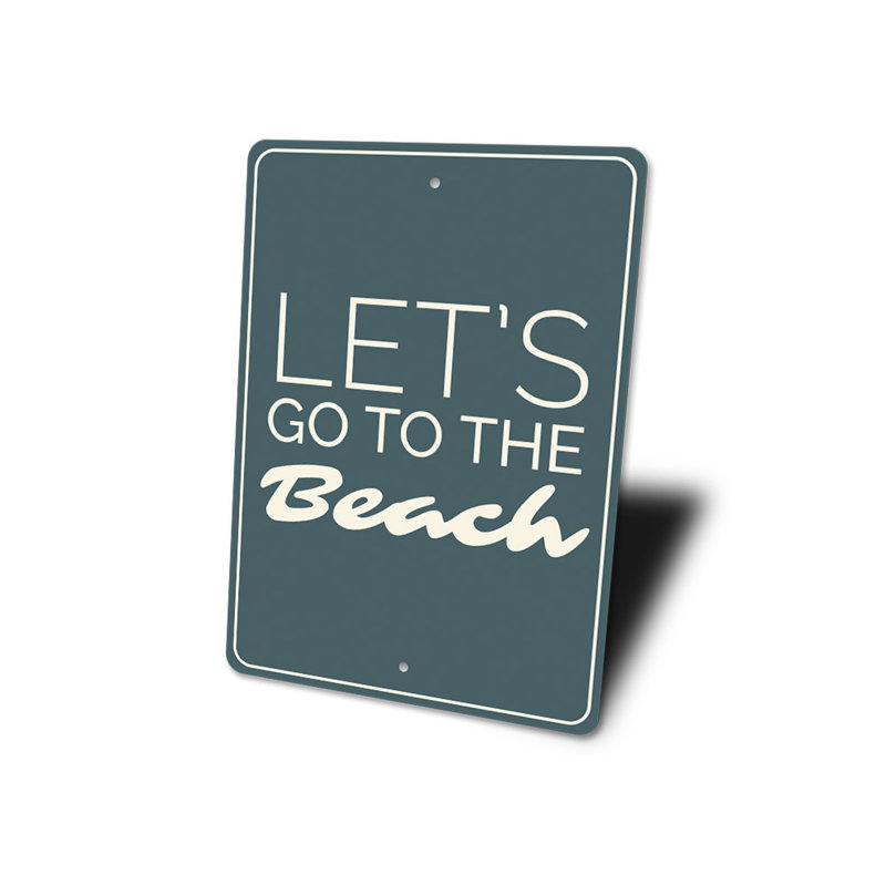 Plaque en aluminium «Allons à la plage», H 18 po x l 12 po x P 0,06 po
