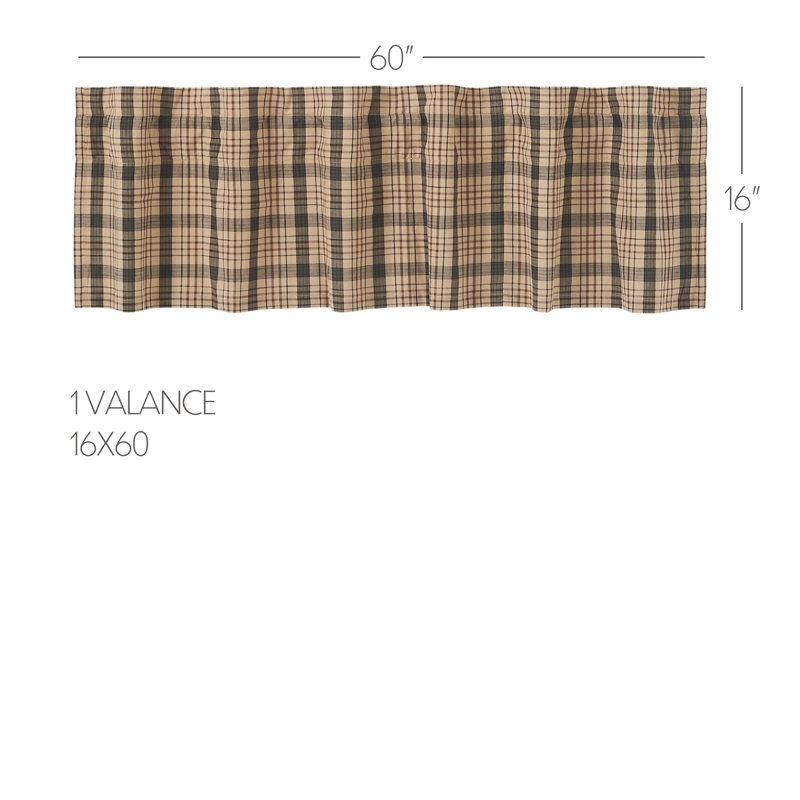 Cider Mill Plaid Cotton Valance in Khaki and Forest Green