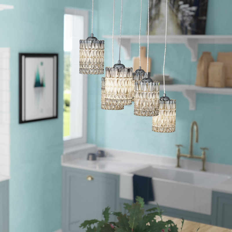 Luminaire suspendu cylindre grappe 6 lumières Earnhardt