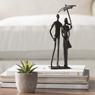 Pelletier Loving Couple Under Umbrella Bronze Sculpture