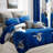 King Size 9-Piece Royal Blue & Black Rose Bedding & Curtain Set (King) - Quilted Microfiber Bedspread + Sheer Drapes-117160137