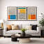 «Abstract Vibrant Color Blocks», œuvre d'art moderne de style Mid-Century, images murales multicolores géométriques, ensemble de 3 impressions sur toile encadrées-119460503-75848669