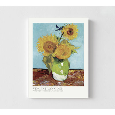 Sunflower Wall Art, Vase with Three Sunflowers