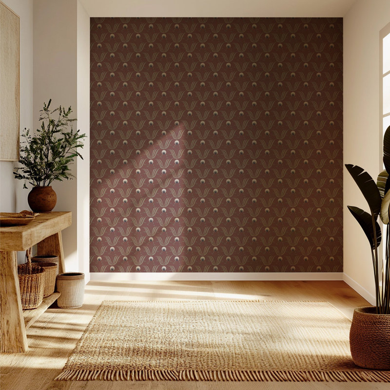 Spring Bloom - Burgundy Floral Wallpaper, Non-pasted, Faux Grasscloth, Burgundy