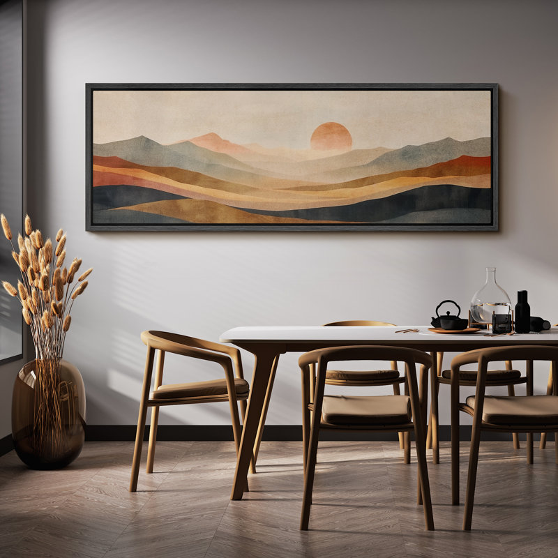 Sun Mountain Landscape Serene Mountain Landscape with Warm, impression sur toile encadrée, H 20 po x l 60 po