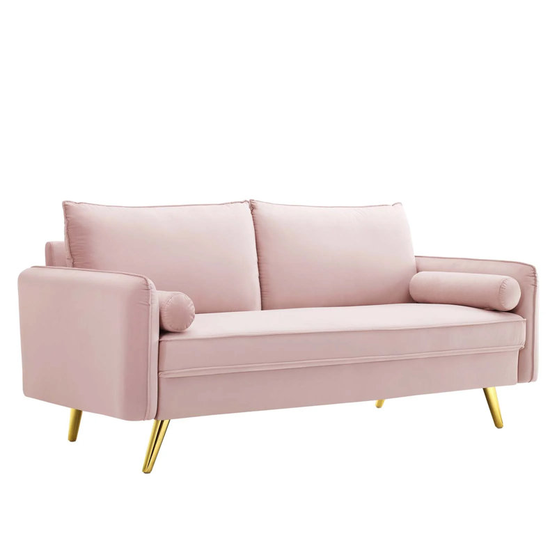 Audrey 72'' Velvet Sofa, Pink Velvet