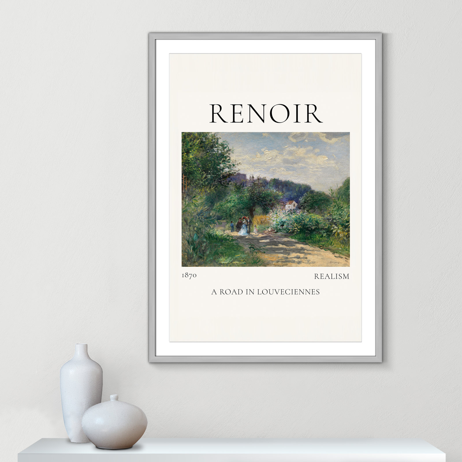 Rocchetto "A Road in Louveciennes" Print, Silver Single Picture Frame, Yes, 41.5" H x 29.5" W x 1.25" D