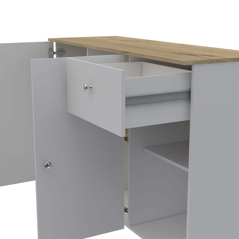 Versatile Kitchen Island with Multiple Storage Options for Stylish and Efficient Cooking, White