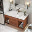 Meuble-lavabo simple 35,4 po Mid-Century avec lavabo encastré en céramique intégré